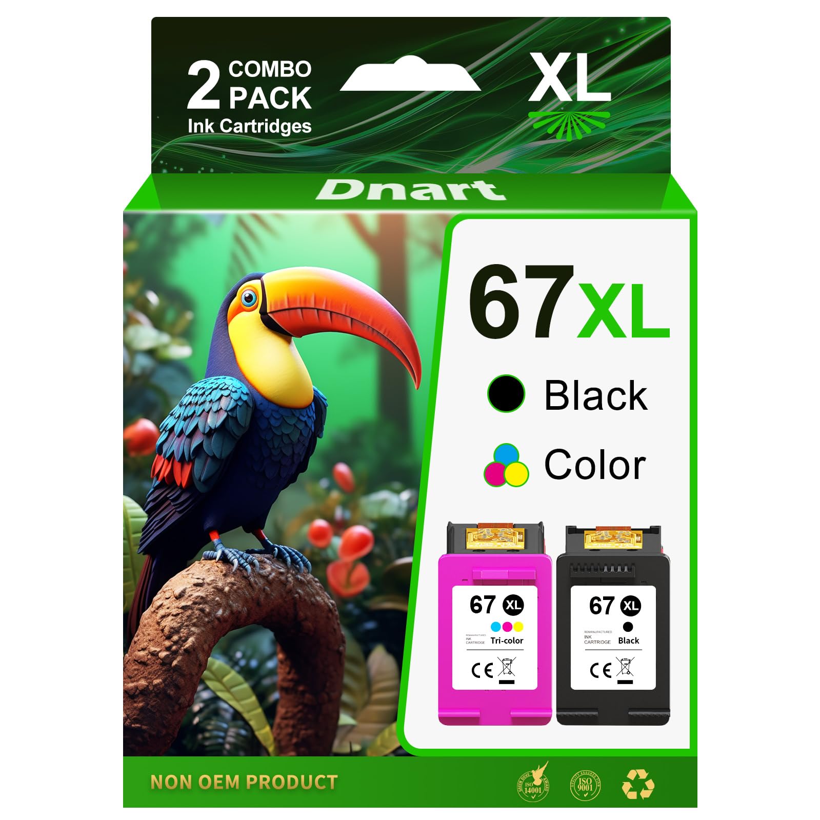 HP 67XL Ink Cartridge Combo Pack - Black & Color (2 Pack) | Replacement for HP 67 & 67XL | Compatible with HP Deskjet 2855e, 2755e, 2700e, 2752e, 4155e, 4100, Envy 6055e, 6000, 6455e Printers | Perfect for Home Office Printing, School Projects & Small Business Documents