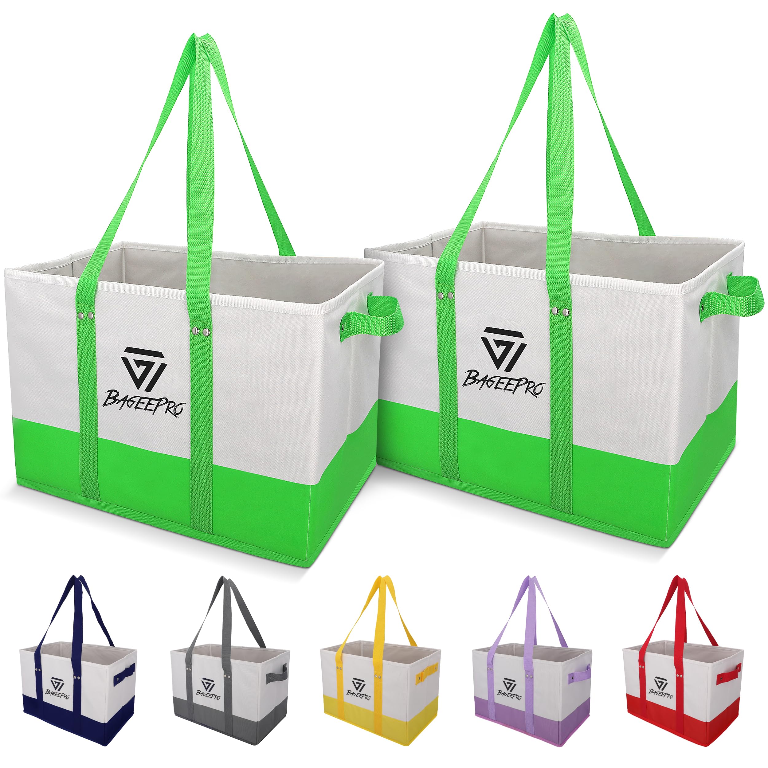 Eco-Friendly Reusable Grocery Bags - Heavy Duty Foldable Shopping Totes for Groceries, Storage & Travel (2-Pack) - Perfect for Supermarkets, Farmers Markets & Car Organization
