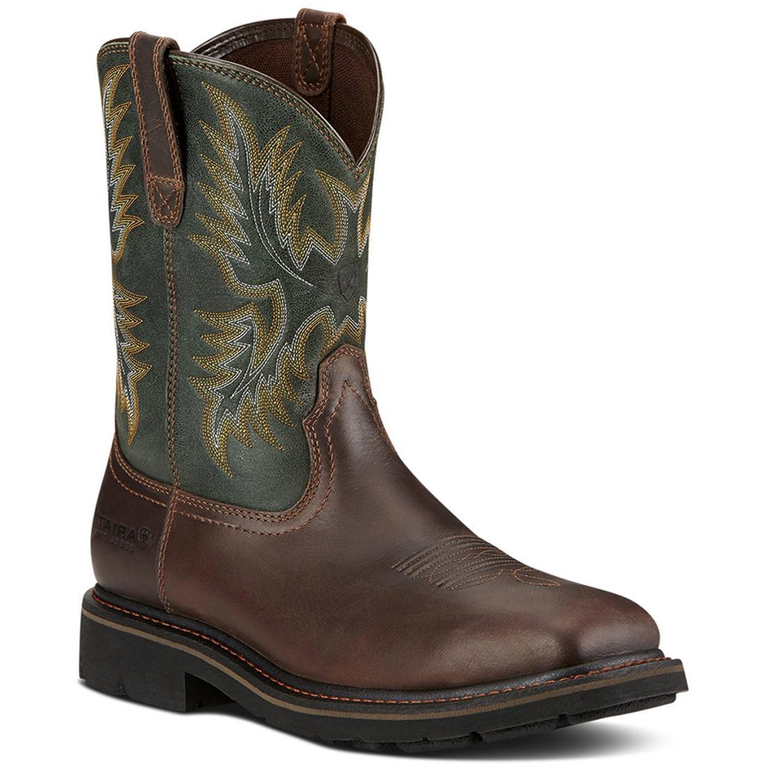 Sierra Steel Toe Wide Square Toe Work Boots for Men - Dark Brown Safety Shoes for Construction, Warehouse & Outdoor Work
