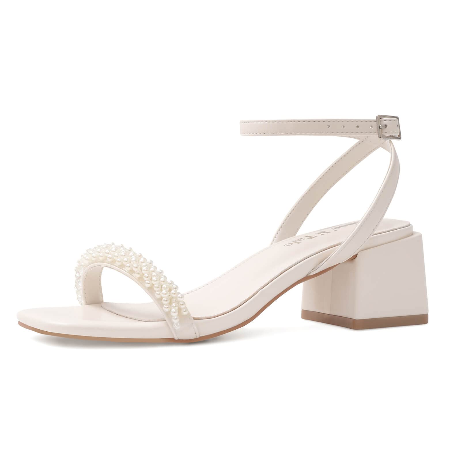 Women's White Low Block Heel Square Open Toe Sandals - Chunky Heel Comfort Shoes for Casual Wear, Office & Summer Outfits | Perfect for Weddings, Parties & Beach Vacations