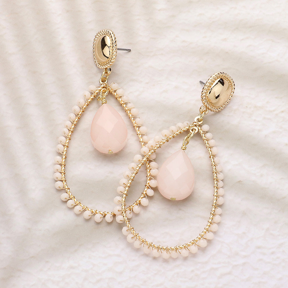Ivory Beaded Teardrop Fashion Earrings for Women - Elegant Dangle Statement Jewelry for Party, Wedding & Everyday Wear | Runway Inspired Accessories | 636096