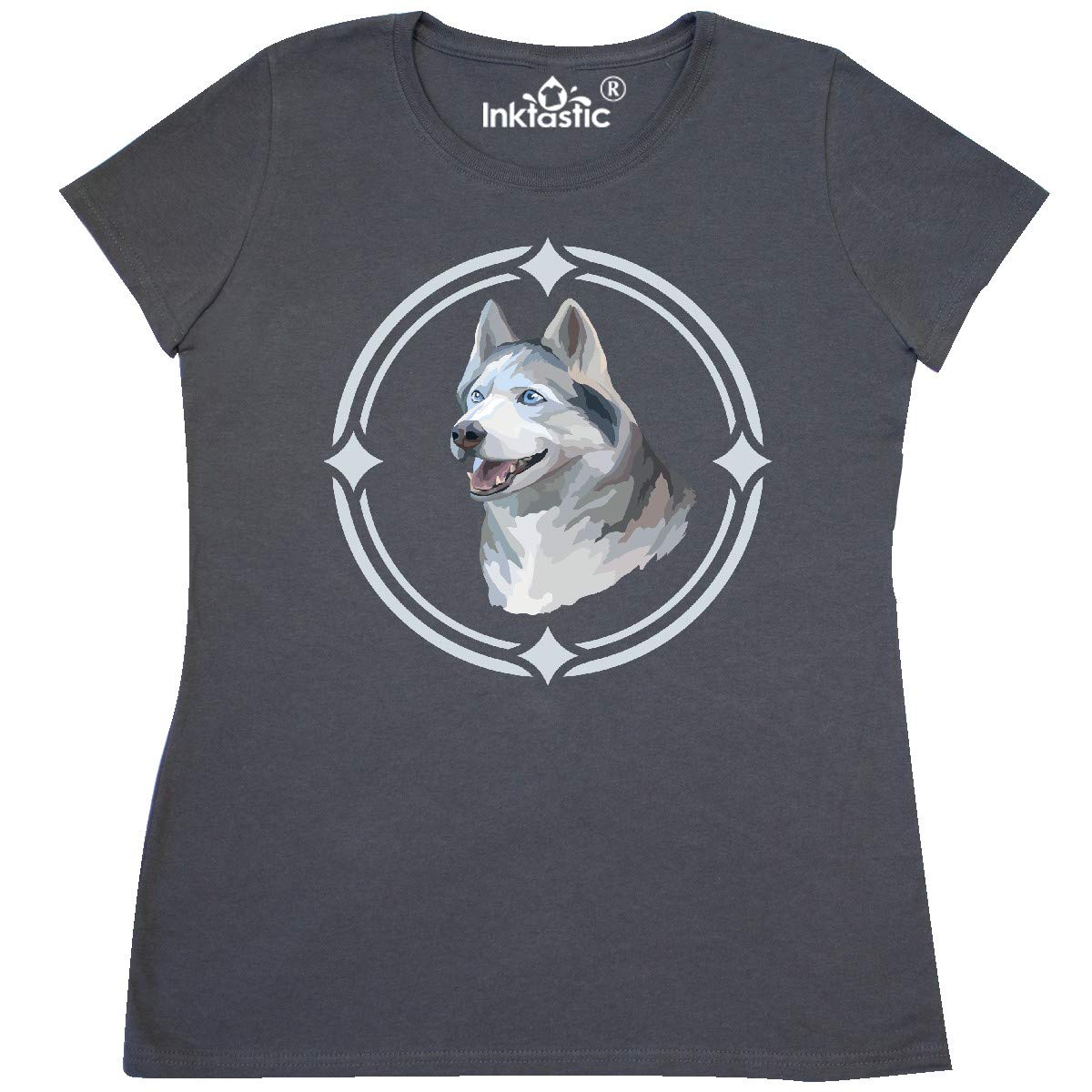 Inktastic Siberian Husky Dog Art Women's T-Shirt - Cute Husky Graphic Tee for Dog Lovers, Perfect Gift for Pet Owners - Great for Casual Wear, Dog Parks & Outdoor Activities