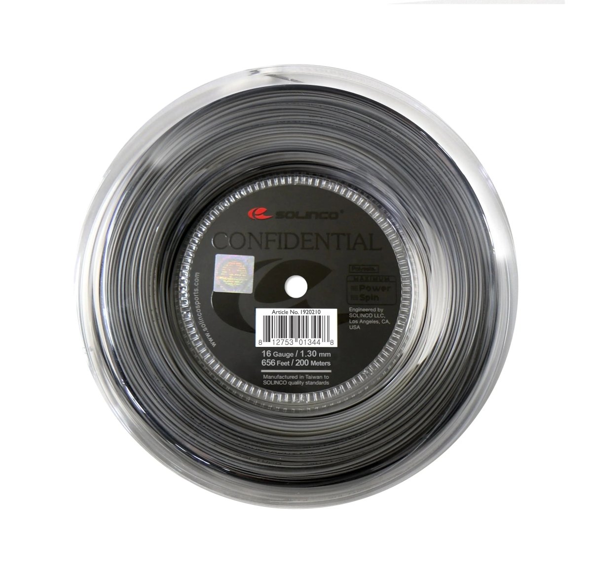 Solinco Confidential 16 Tennis String Reel 656ft - Premium Polyester String for Tennis Rackets | Perfect for Competitive Play & Stringing Services