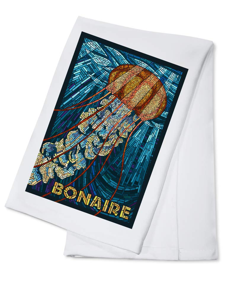 Bonaire Dutch Caribbean Jellyfish Mosaic Tea Towel - 100% Cotton Decorative Hand Towel for Kitchen & Home - Perfect for Dish Drying, Gift Giving & Coastal Decor