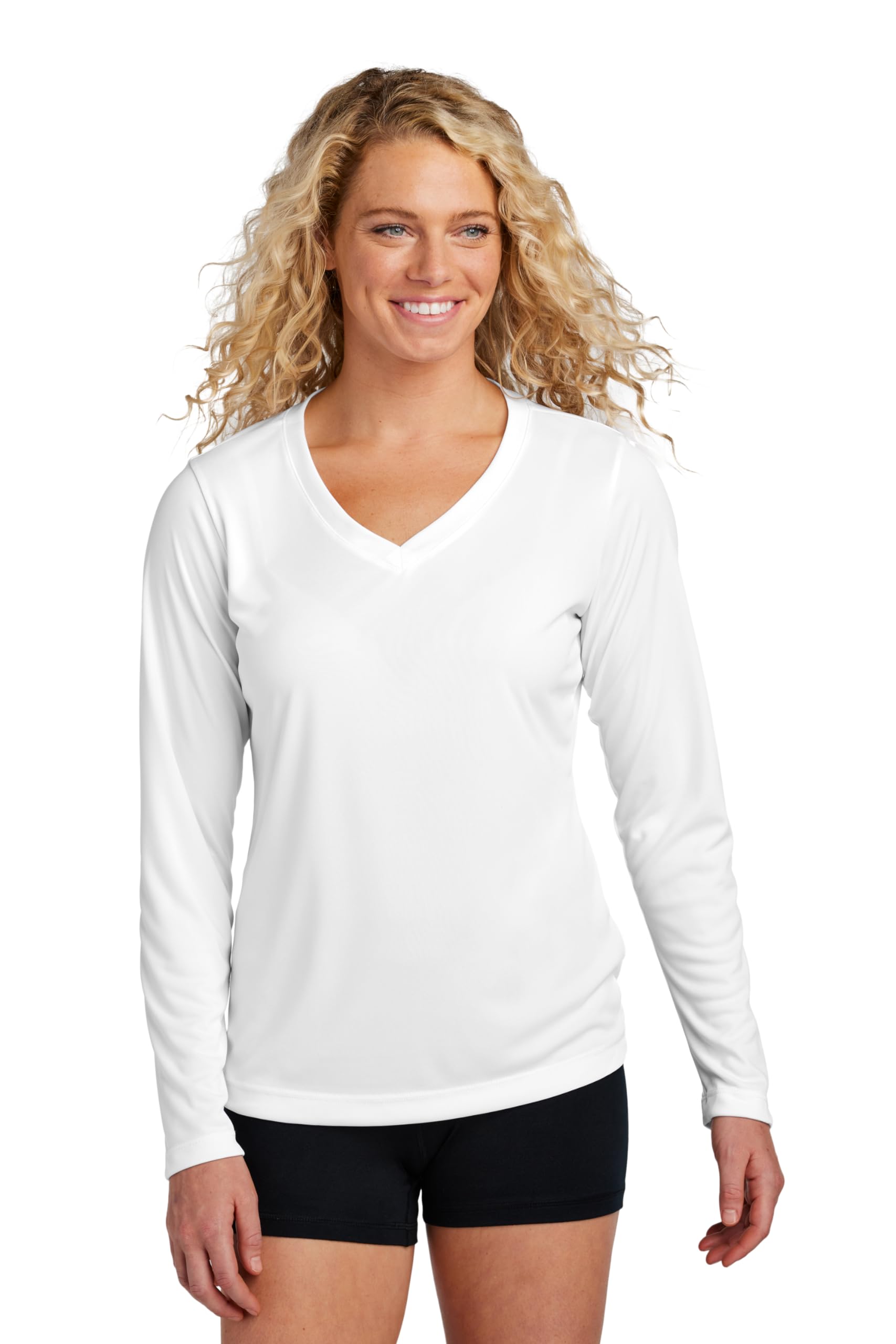 Women's V-Neck Workout Tops - Long Sleeve Gym Shirts for Yoga & Running