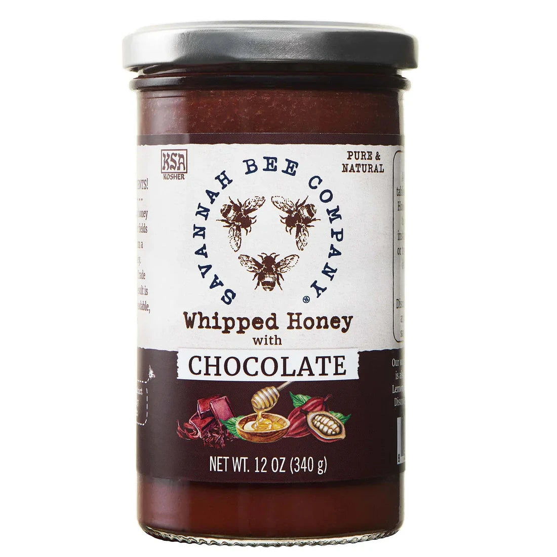 Organic Chocolate Whipped Honey - 3oz Jar | Sweet & Creamy Spread for Toast, Pancakes & Desserts | Natural Gourmet Honey Gift