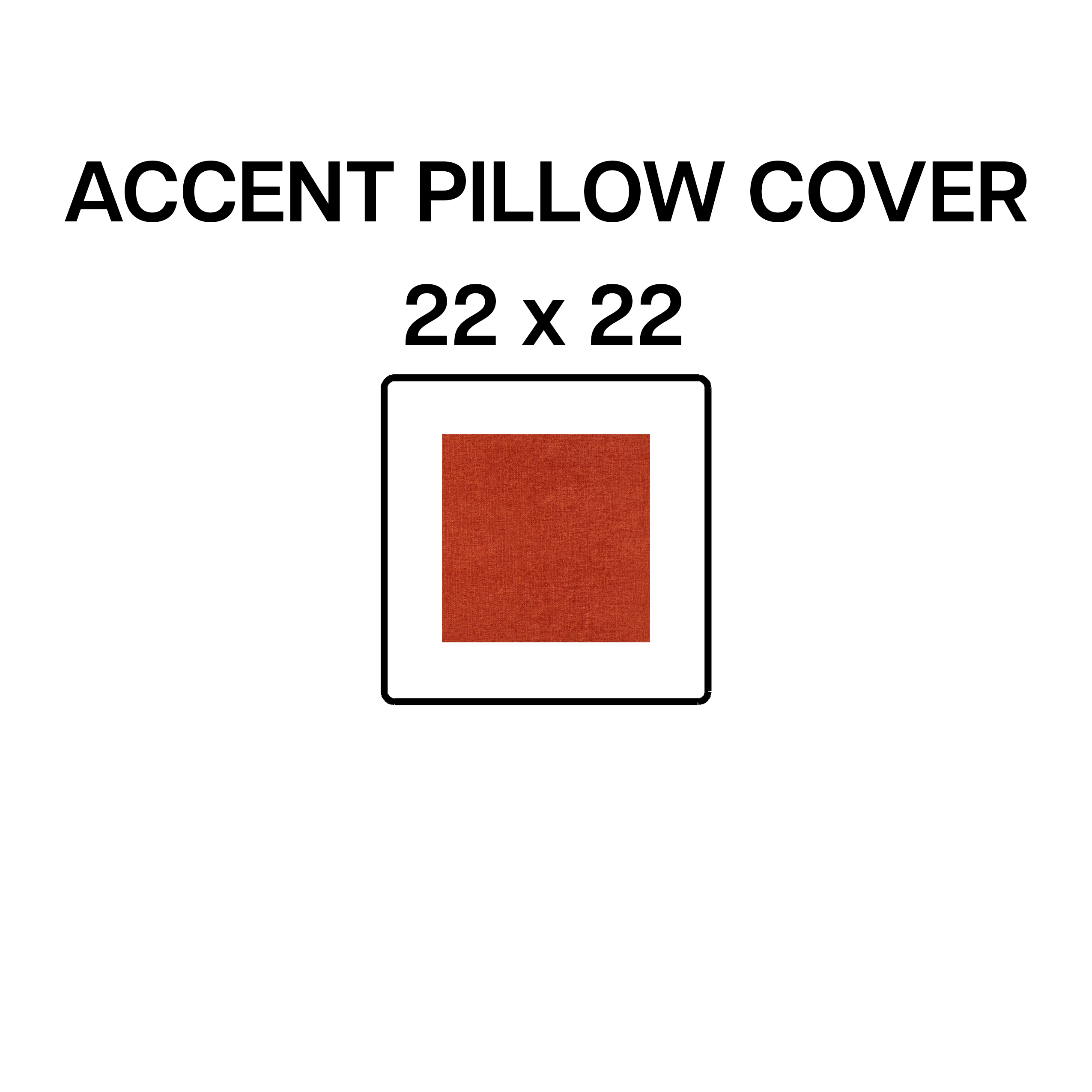 22x22 Inch Terracotta Accent Pillow Cover - Decorative Throw Pillow Case for Sofa, Bed & Home Decor - BP 643 69