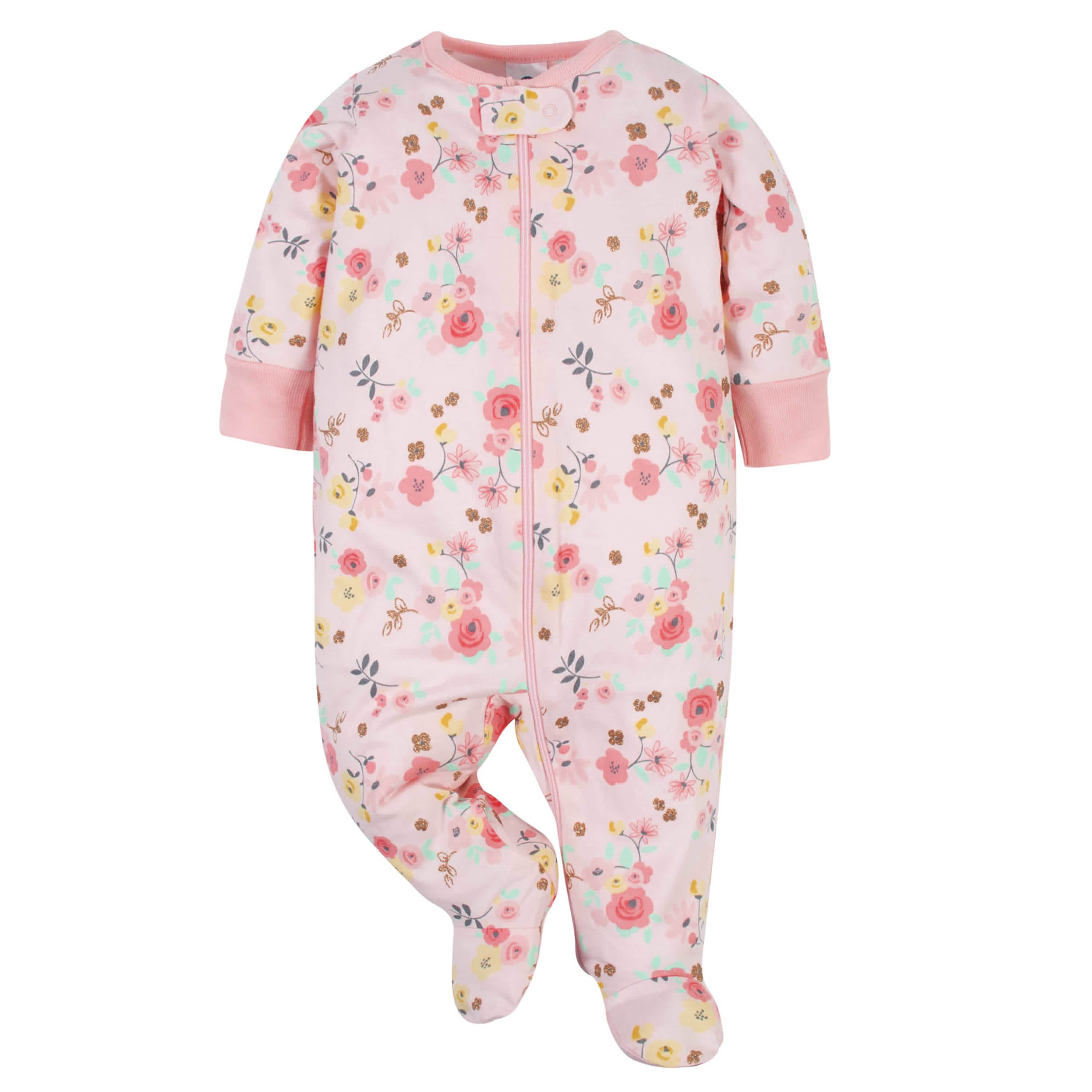 2 Pack Baby Girls Love You Sleep 'N Plays - Soft Cotton Footie Pajamas for Newborns & Infants - Perfect for Nursery, Bedtime & Photo Shoots