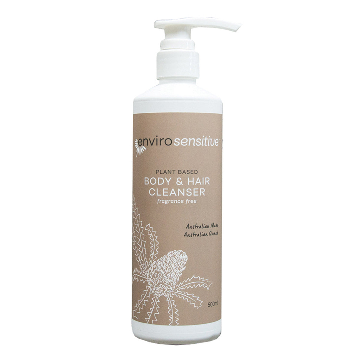 ENVIROSENSITIVE Plant-Based Body & Hair Cleanser - Fragrance Free, 500ml - Gentle Vegan Wash for Sensitive Skin & Scalp - Perfect for Daily Shower & Travel
