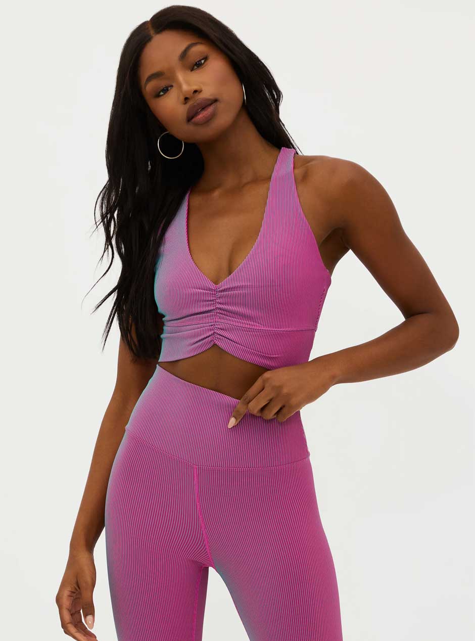 Beach Riot Women's Mindy Sports Bra Top - Sorbet Two Tone Purple Workout & Yoga Activewear for Gym, Running & Beachwear