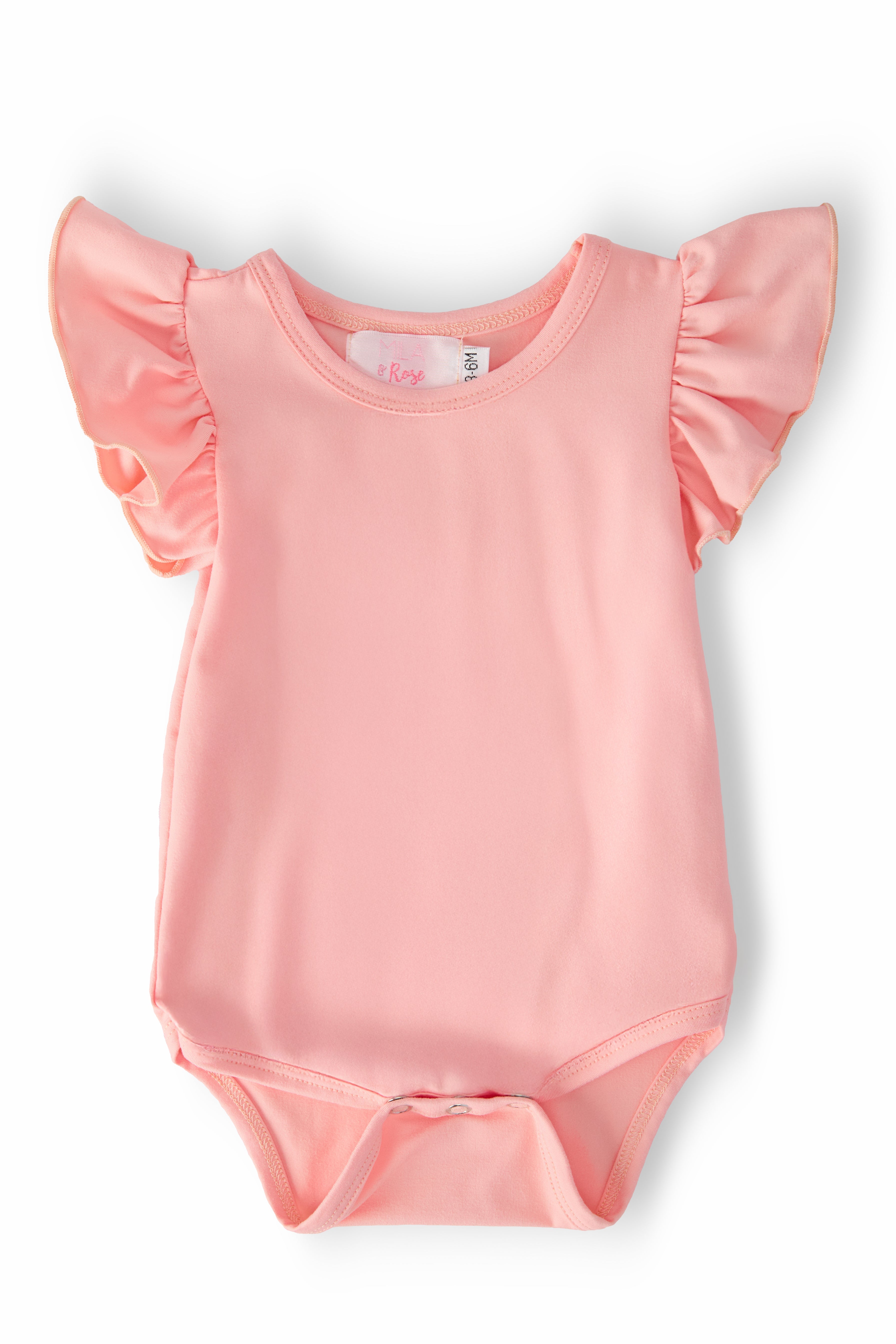 Peach Flutter Sleeveless Bodysuit for Women - Summer Casual & Party Wear - Perfect for Beach Outings, Date Nights, and Layering