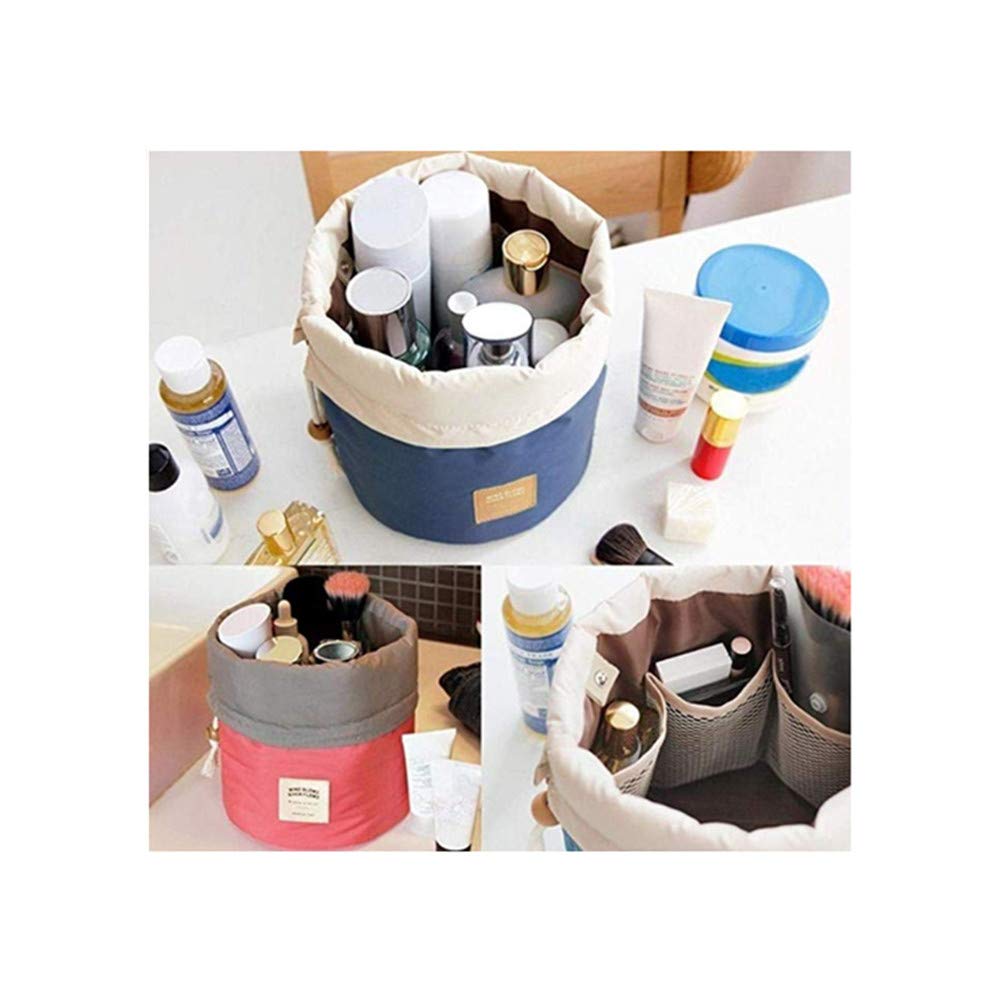 Barrel Shaped Travel Cosmetic Bag for Women - Portable Multifunctional Waterproof Makeup Organizer with Storage Pockets - Perfect for Toiletries, Travel, Gym & Daily Use