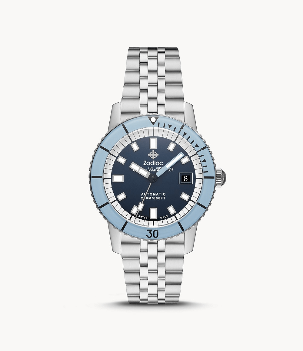Zodiac Super Sea Wolf 53 Compression 40mm Blue Men's Diver Watch ZO9287 - Perfect for Scuba Diving, Water Sports & Everyday Wear