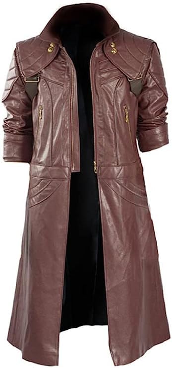 Devil May Cry 5 DMC5 Cosplay Costume for Men - Faux Leather Coat Jacket | Halloween Party Outfit, Anime Convention, Video Game Cosplay, Themed Costume Party