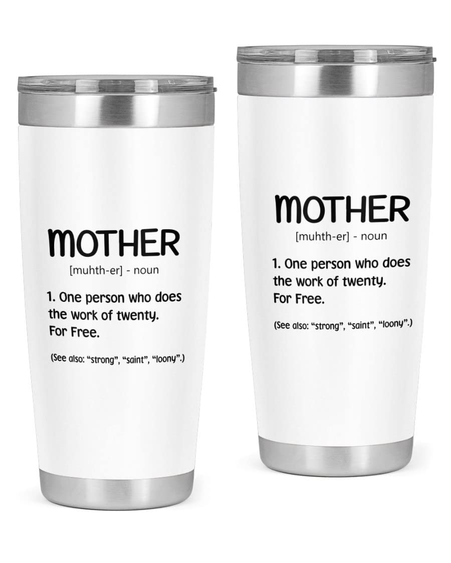 Funny Mother Definition Tumbler Mug - Perfect Mother's Day Gift, Christmas Present for Mom - 20oz Insulated Stainless Steel Travel Cup with Lid - Great for Coffee, Tea & Daily Use at Home, Office or Commute