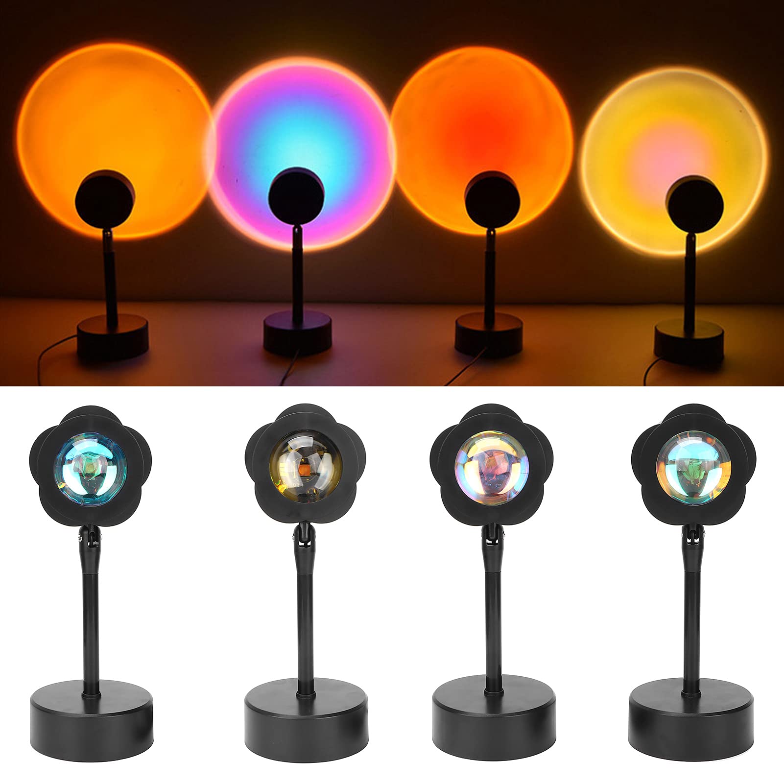 180° Rotating Sunset Projection Lamp - LED Mood Lighting for Room Decor, Photography Backdrop & Video Shooting - USB Powered Sunset Effect Light for Bedroom, Party, Studio & Social Media Content Creation