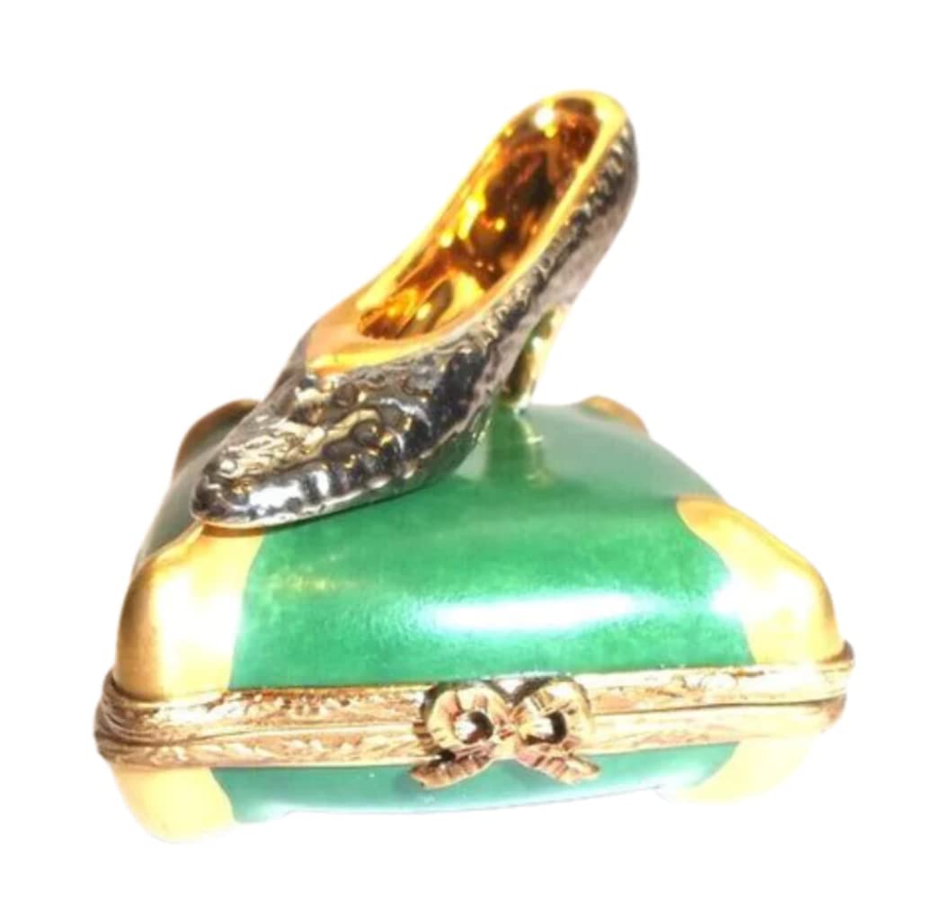 Cinderella Shoe Limoges Box - Hand-Painted Green Porcelain Trinket Box | Perfect for Disney Collectors, Fairy Tale Lovers & Home Décor