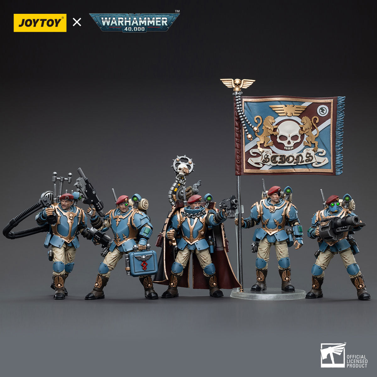 1/18 JOYTOY 3.75-inch Astra Militarum Tempestus Scions Command Squad Action Figure - 55th Kappic Eagles Set (5pcs) - Perfect for Warhammer 40K Collectors, Tabletop Gaming & Display