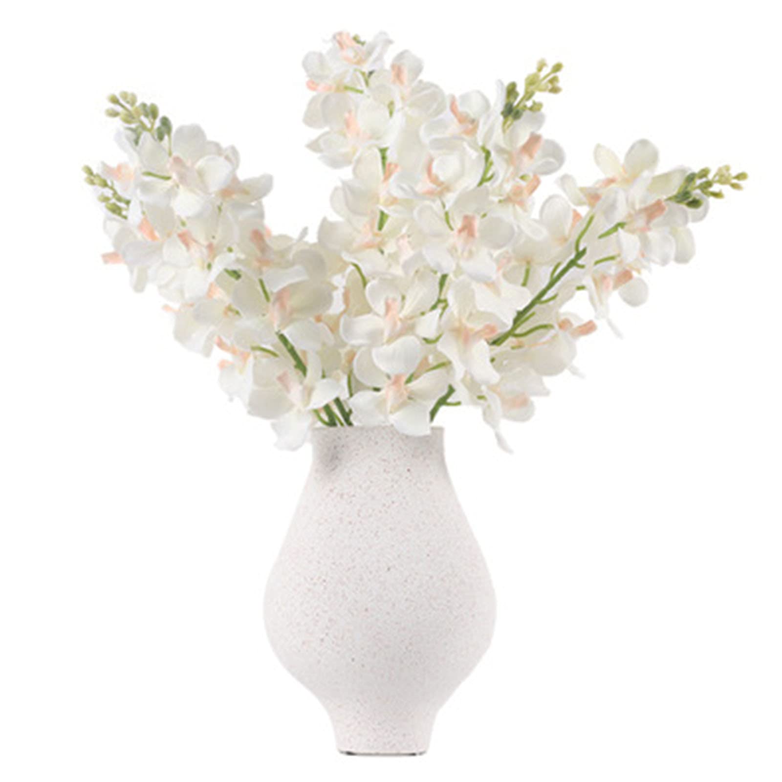 Premium Artificial Orchid Flowers - Realistic Fake White Orchid in Vase, Faux Flower Arrangement for Home, Office, Wedding & Event Decor - Elegant Indoor Plant for Living Room, Bedroom, Dining Table Centerpiece