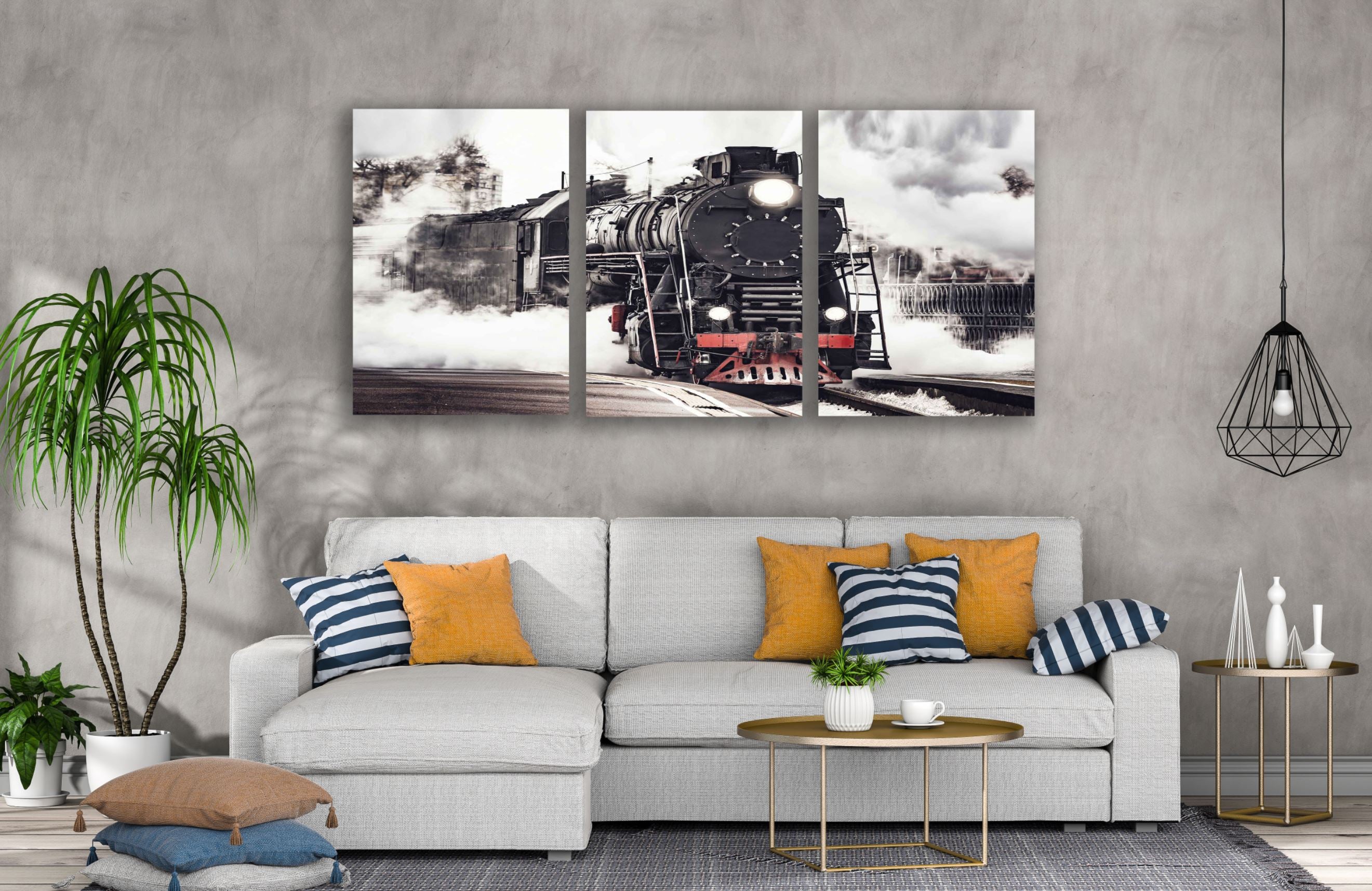 3-Piece High-Quality Steam Train Photograph Wall Art Canvas Prints - 100% Australian Made - Ready to Hang - Perfect for Living Room, Bedroom & Office Decor