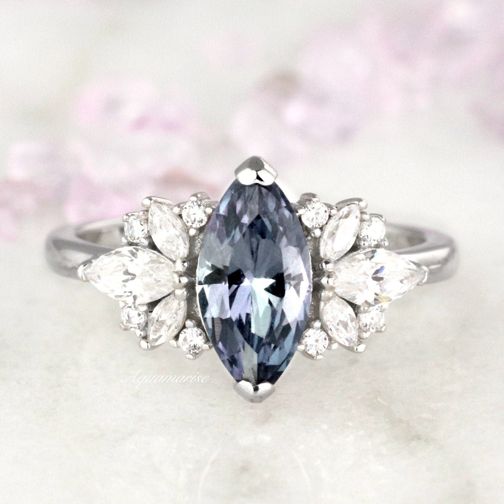 Adeline Alexandrite Ring Sterling Silver - Elegant Birthstone Jewelry for Women, Perfect for Gifts, Anniversaries & Special Occasions