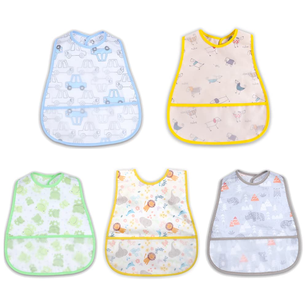 Waterproof Baby Bibs for Toddlers 6-36 Months - Soft Feeding Bib with Pocket for Boys & Girls - Machine Washable for Easy Cleaning - Perfect for Mealtime, Snacks & Messy Play