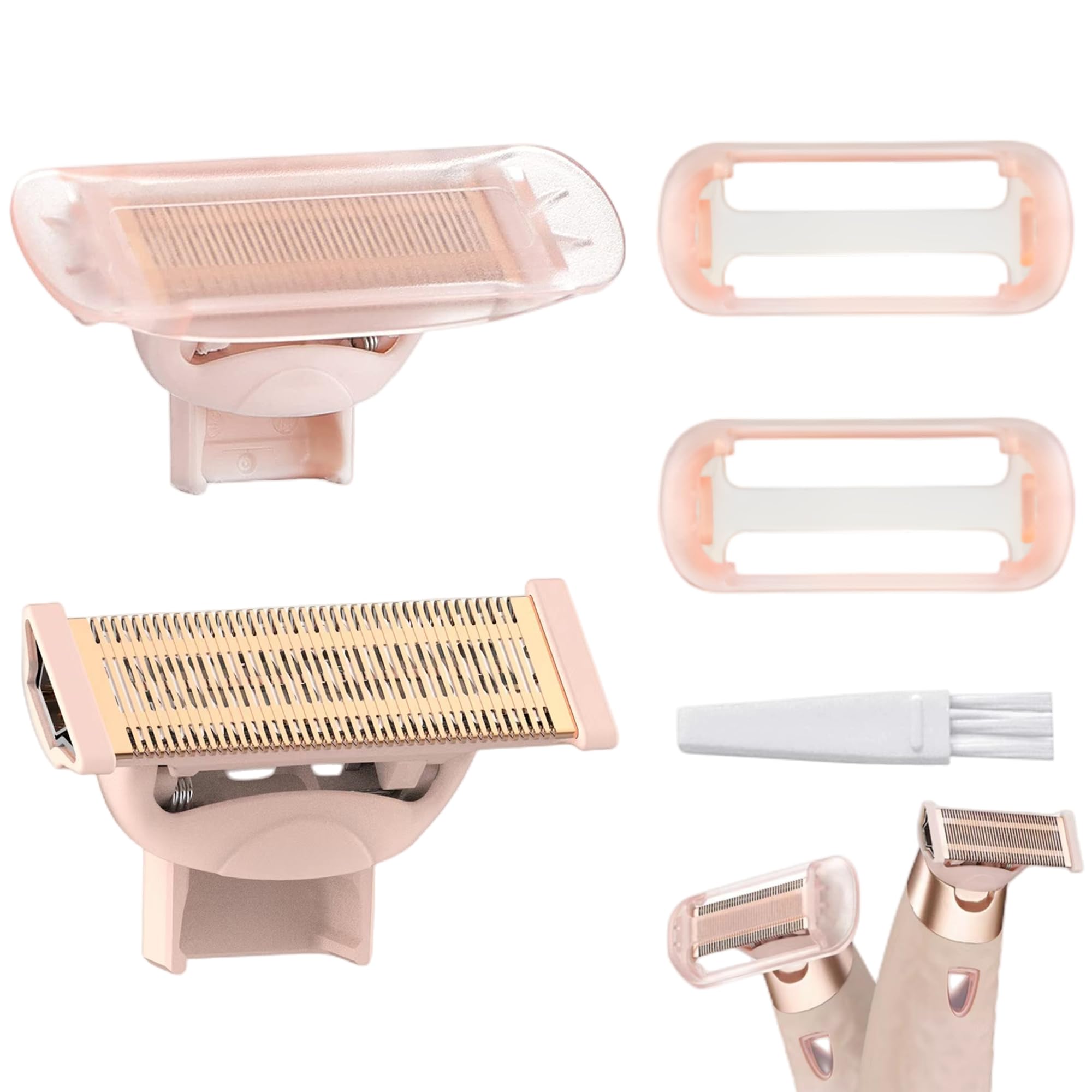 Rose Gold Razor Replacement Heads for Women - 2 Pack, Compatible with Flawless Nu Razor & Finishing Touch Flawless Razor, Hair Remover Replacement Heads with Protective Covers - Perfect for Smooth Legs, Underarms & Bikini Line