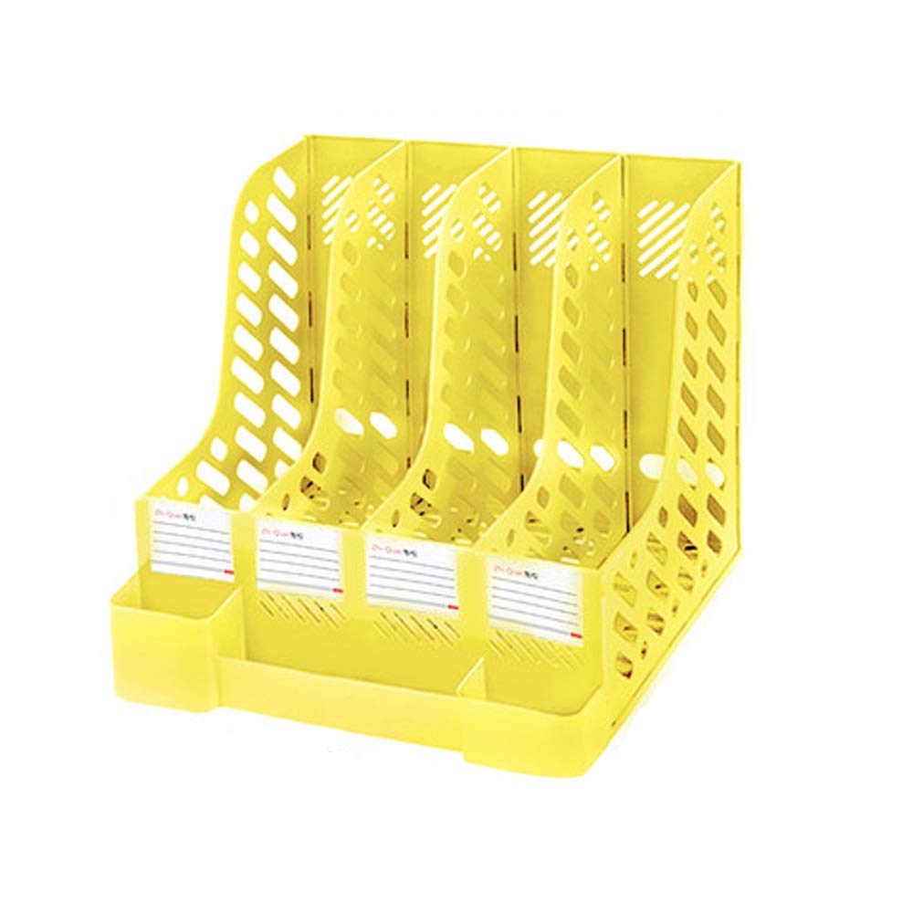 LTTSN 4-Tier Mesh File Organizer - Yellow Desk Organizer for Office & Home, 13.4×12×12.2 Inch - Perfect for Documents, Magazines, Office Supplies & Craft Storage (Color: Yellow)