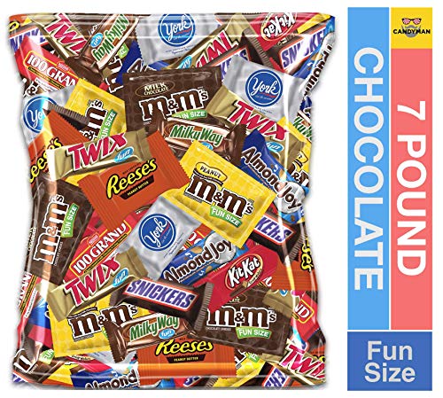 7 LB Bulk Chocolate Candy Variety Pack - M&M's Peanut, M&M's Plain, Reese's Cups, Snickers, Kit Kat, Twix & More | Perfect for Halloween, Party Favors, Office Snacks & Gift Baskets