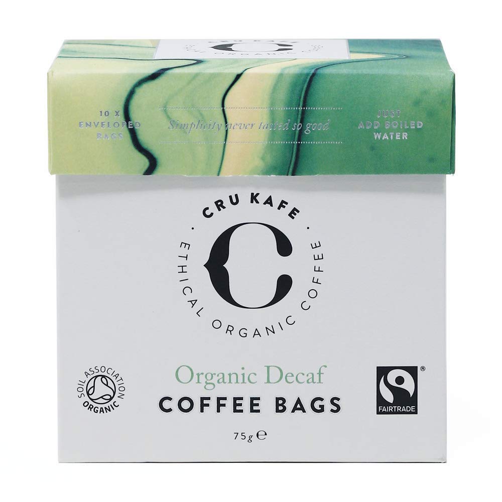 Organic Decaf Coffee Bags by Cru Kafe - Pack of 30 | Chemical-Free, Fair Trade Certified | Perfect for Home, Office & Travel Brewing