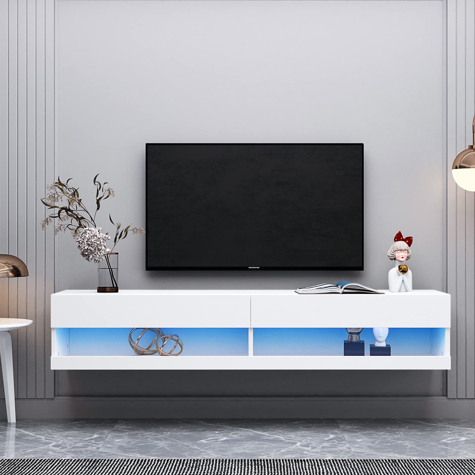Floating TV Stand with LED Lights - 80