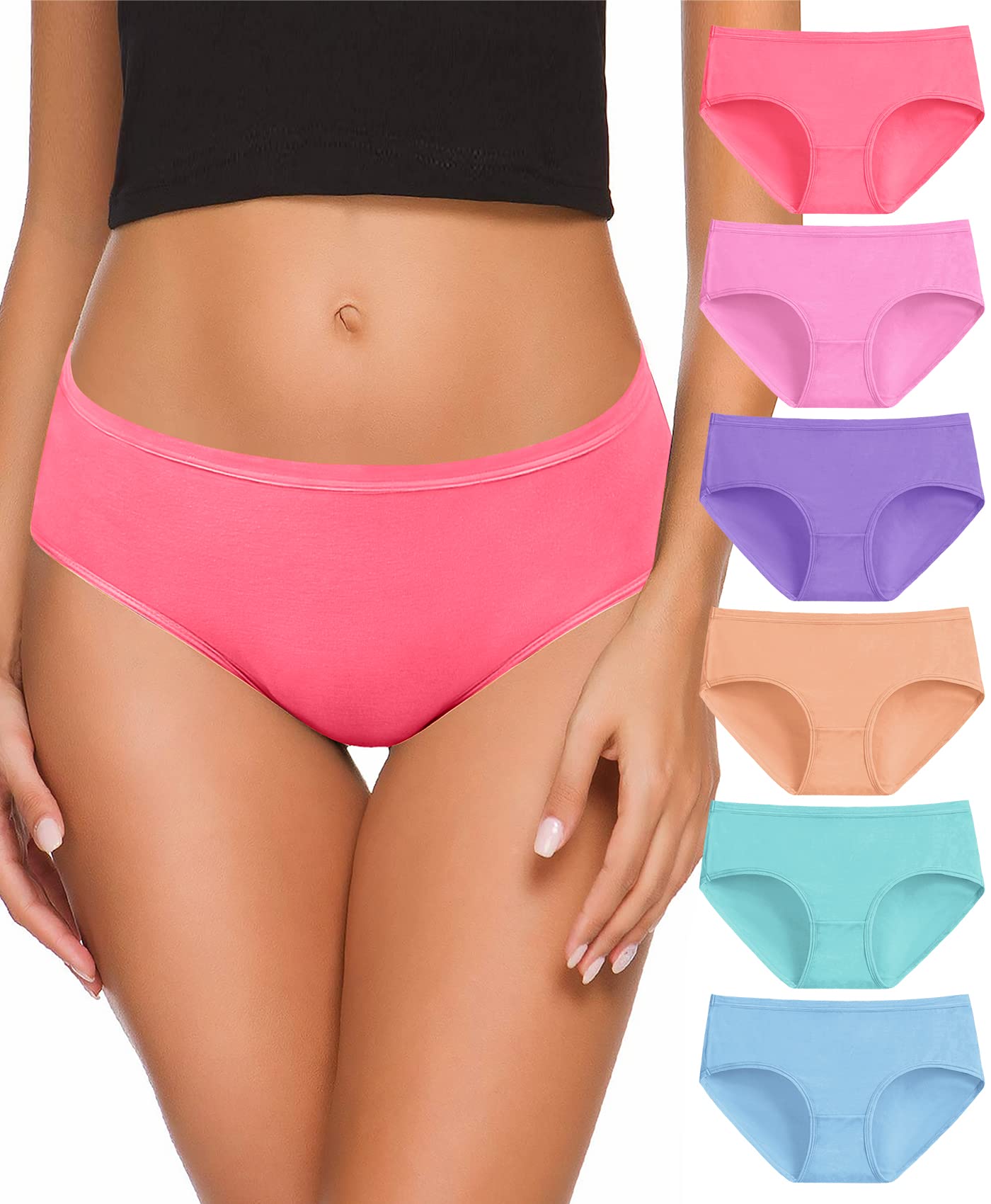 K-CHEONY Women's Cotton Hipster Panties - Breathable Low Rise Underwear for Ladies & Teens - Soft & Comfortable Daily Wear for Work, Gym & Sleep