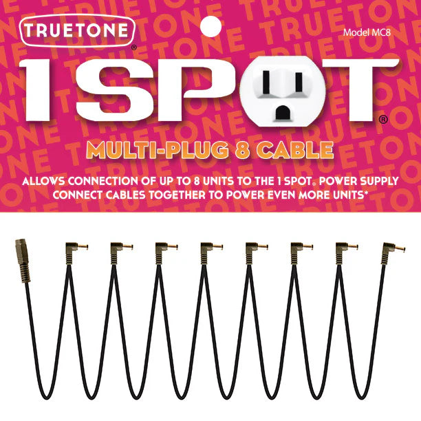 Truetone MC8 Multi Plug Power Strip with 8 Outlets - Perfect for Home, Office, and Studio Use