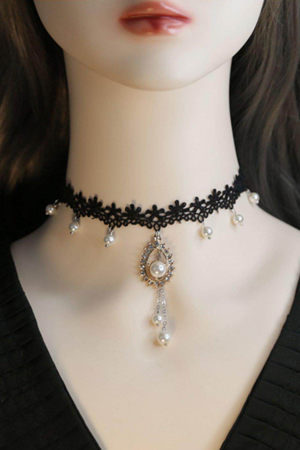 Elegant Crystal Lace & Alloy Necklace CX0045 - Perfect for Weddings, Parties & Special Occasions