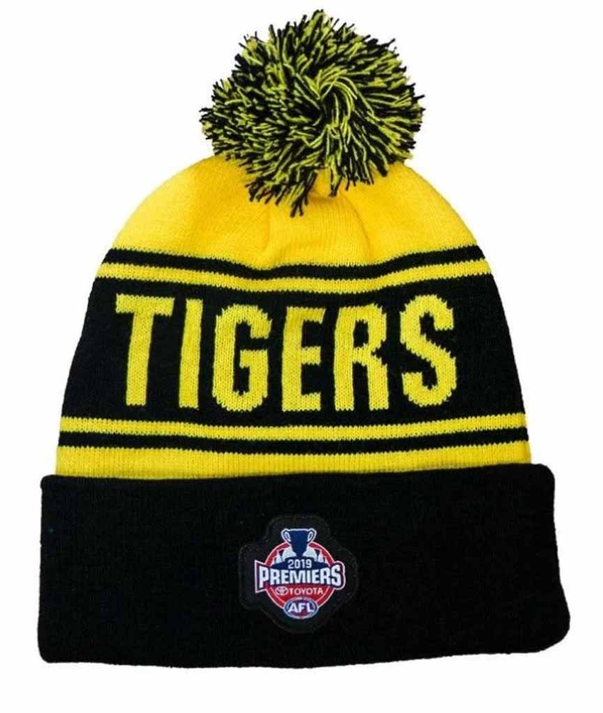 Richmond Tigers 2019 Premiers Beanie - Official AFL Team Merchandise, Warm Knit Winter Hat for Men & Women - Perfect for Football Games, Outdoor Sports & Cold Weather