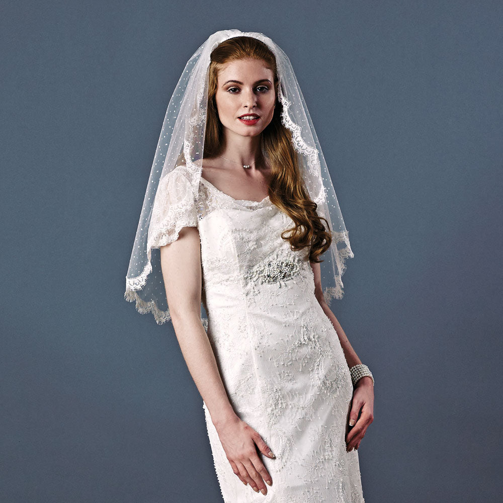 Belvedere Polka Dot Tulle Veil - Elegant Bridal Accessory for Weddings, Prom & Special Occasions