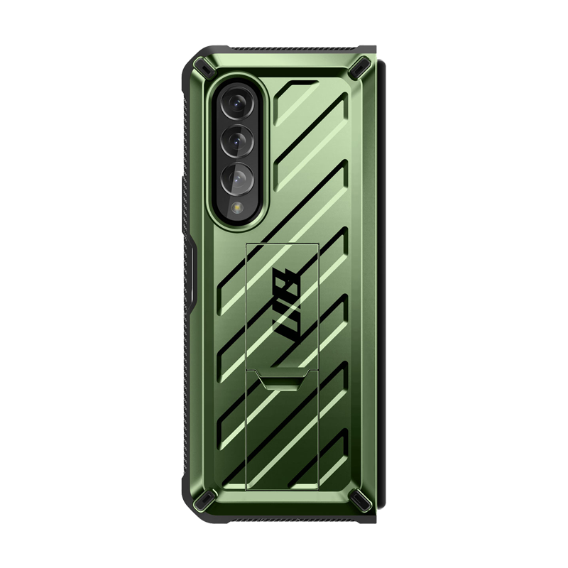 Samsung Galaxy Z Fold 4 Case with Built-in Kickstand & Screen Protector - Dark Green Protective Cover for Work, Travel & Daily Use
