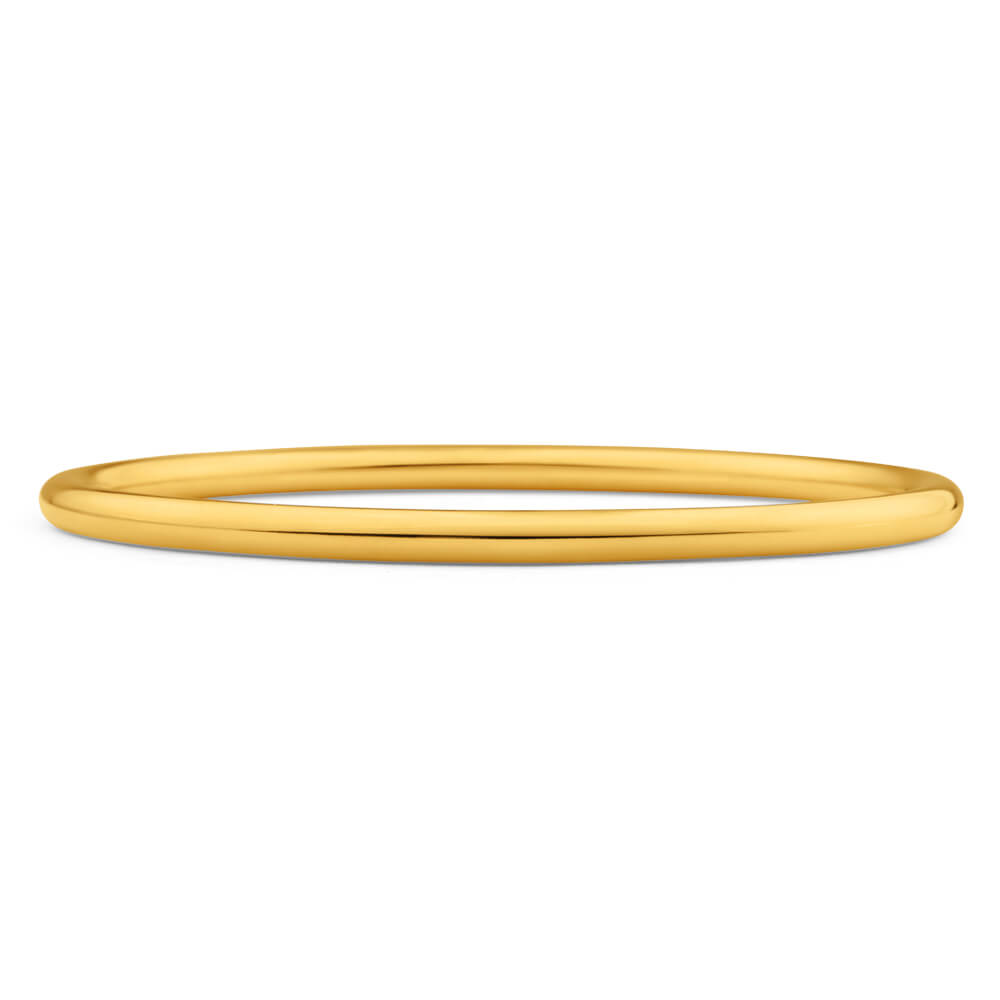 9ct Gold Silver Filled 65mm Bangle Bracelet - 4mm Thick Yellow Gold Plated Jewelry for Women, Perfect for Parties, Weddings & Everyday Wear