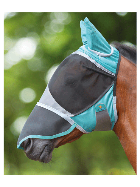 Shires Deluxe Fly Mask with Ears & Nose Cover - Breathable UV Protection Horse Fly Mask for Summer Riding & Pasture Use