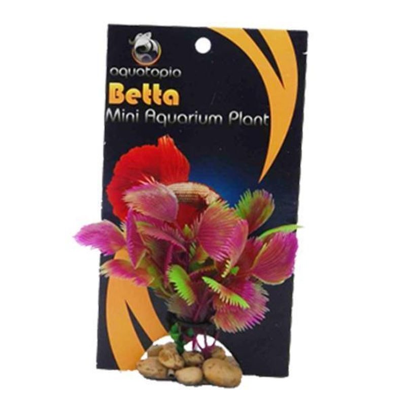 Aquatopia Mini Artificial Purple and Green Plant - 10cm Tall - Perfect for Home Decor, Office Desk, and Terrarium Displays