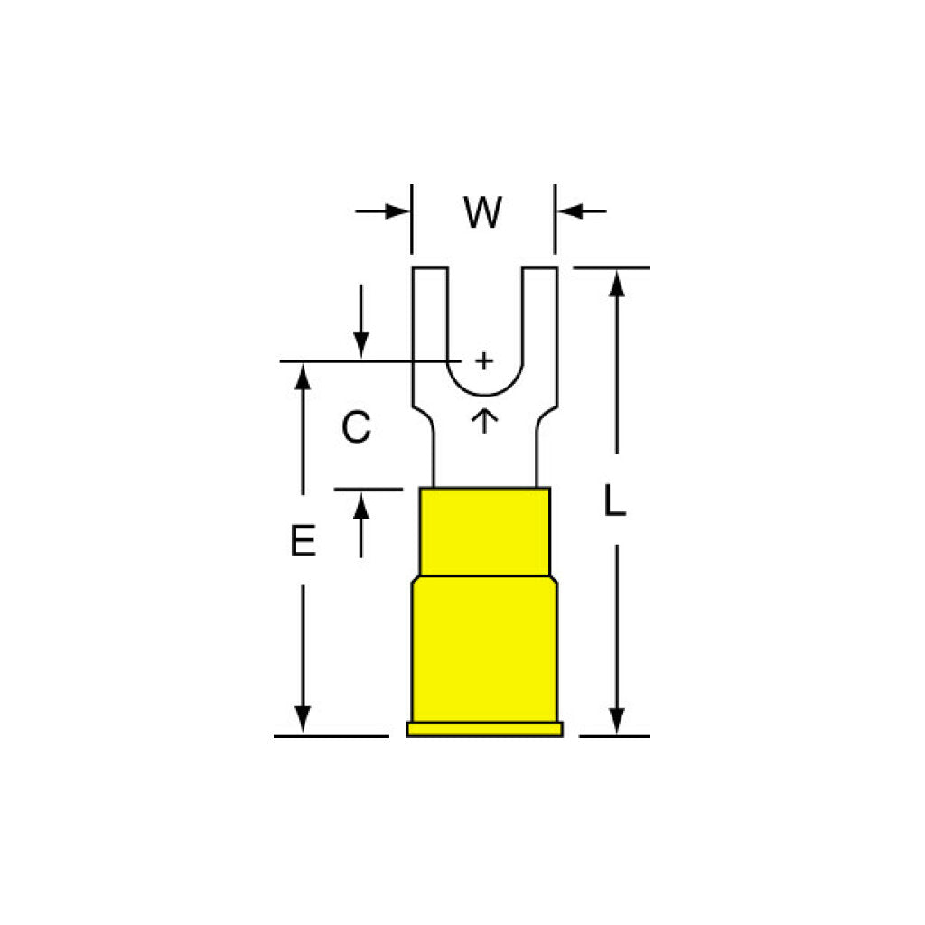 3M Block Fork Terminal Nylon Insulated 12-10AWG Crimp Connector (95367) - Ideal for Automotive, Marine & Electrical Wiring Applications
