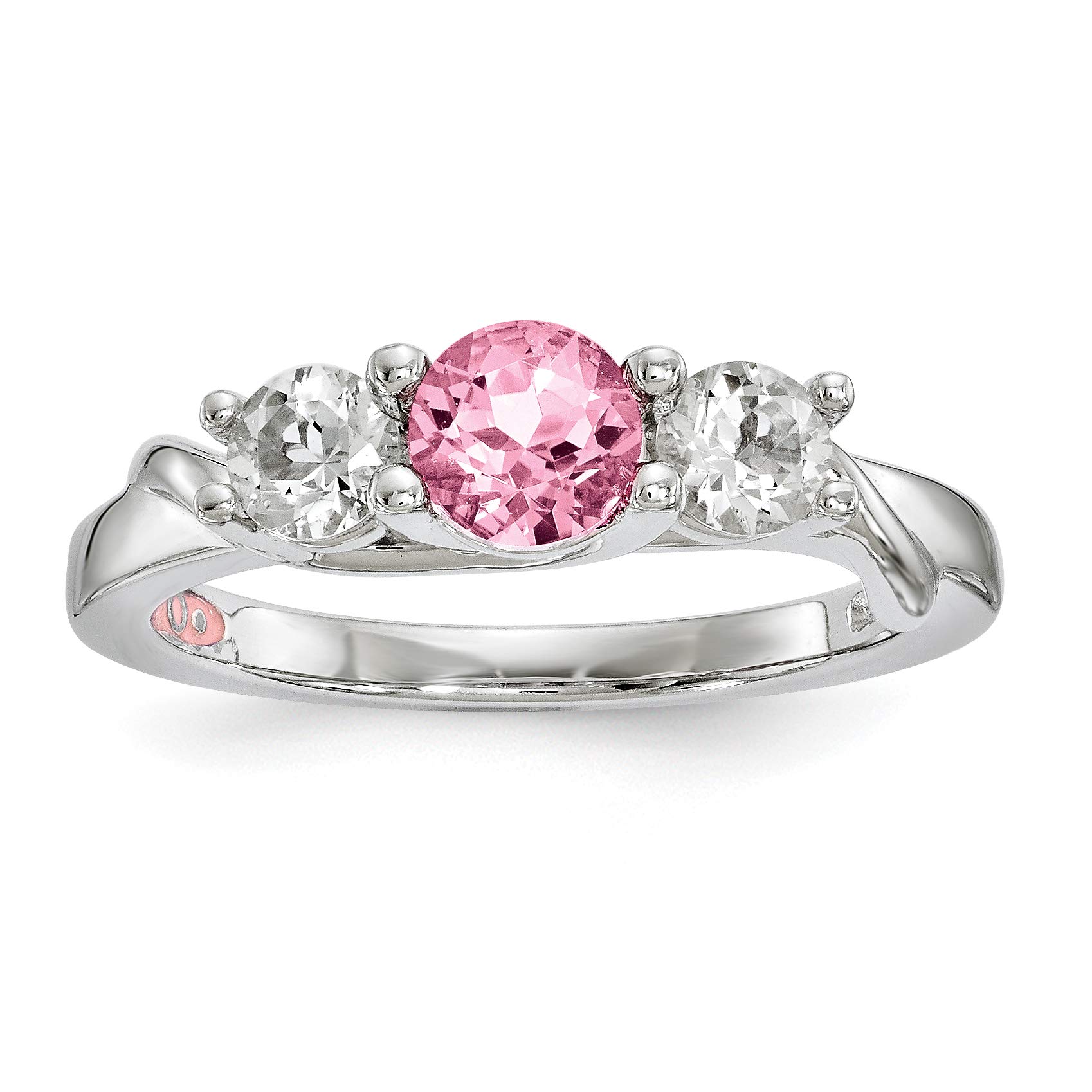 Sterling Silver Survivor Collection Ring with Clear & Pink Swarovski Topaz - Joanna Style for Women | Perfect for Everyday Wear, Gift Giving & Special Occasions