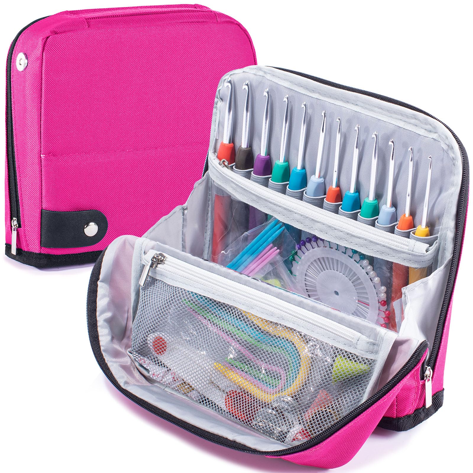 Crochet Hook Organizer Case - Stand Up Unique Design for Knitting & Crochet Supplies | Portable Crochet Hook Holder & Storage | Perfect for Travel, Crafting, and Home Organization (Case Only)