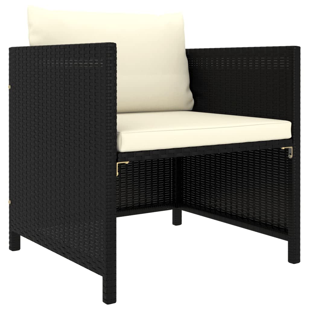GOTOTOP Black Single Seater Patio Sofa with Cushions - Outdoor Garden Furniture, Rattan Lounge Chair for Balcony, Terrace & Backyard Relaxation