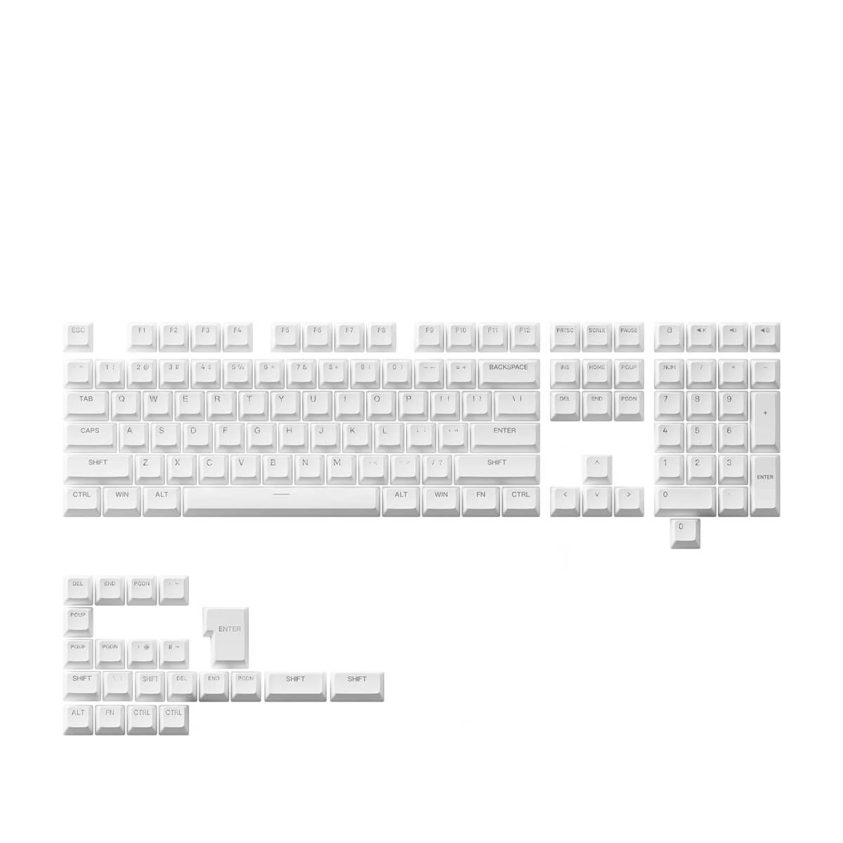 Akko ASA Shine Through Keycap Set - 131 Keys White PBT Double Shot Backlit Keycaps for Mechanical Keyboards - Perfect for Gaming, Typing & Office Work