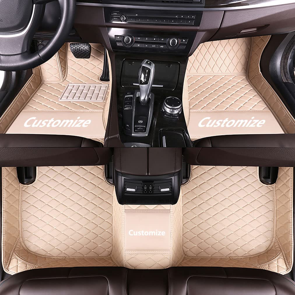 Custom Car Floor Mats for 95% Pickup Sedan & Truck - Full Coverage All-Weather Protection Leather Auto Floor Liners (Front & Rear) - Beige Car Accessories - Perfect for Daily Commute, Road Trips & Off-Road Adventures