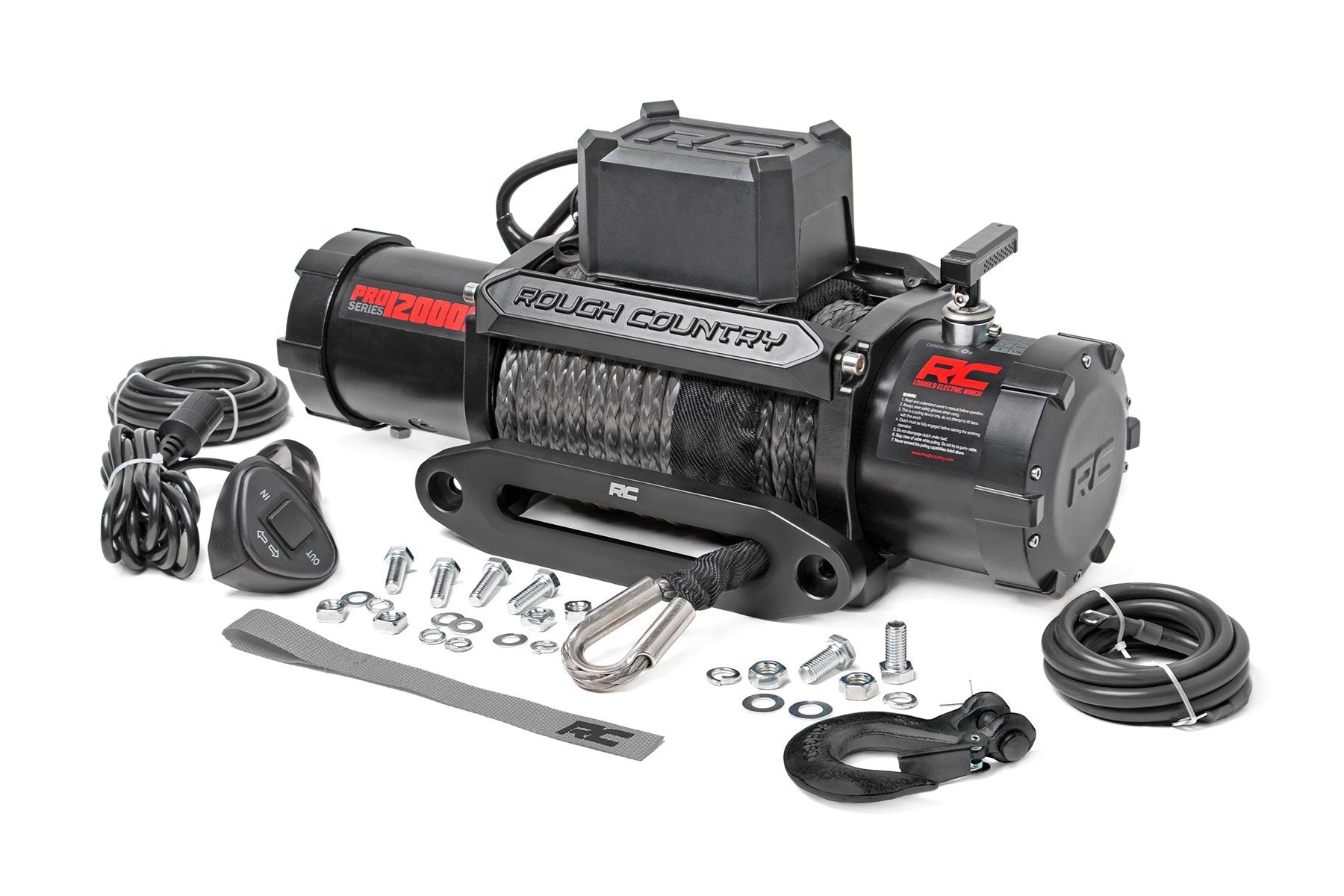 12,000 lb Heavy Duty Winch with Synthetic Rope - PRO12000S Professional Off-Road Recovery Winch for Trucks, Jeeps & ATVs (Ideal for Mud, Snow & Rocky Terrain)