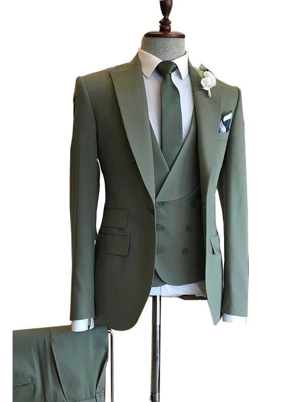 Stylish Army Green 3-Piece Prom Suit for Men - Blazer, Vest & Dress Pants - Formal Party Outfit CB23113 | Perfect for Prom, Weddings & Special Occasions