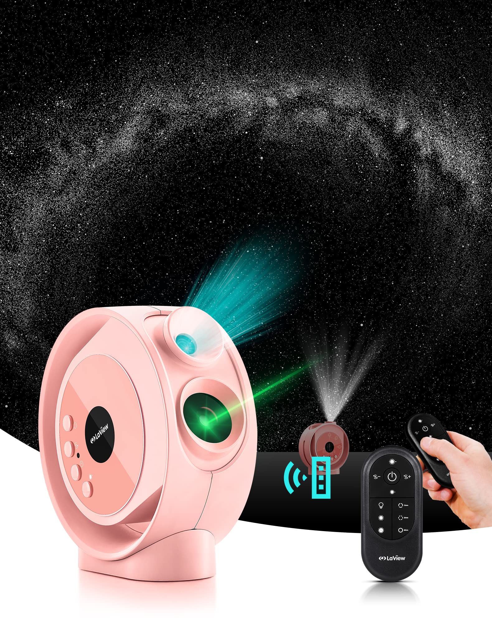 LaView Galaxy Star Projector for Kids - HD Home Planetarium with 130 ft² Projection Area, Auto-Off Timer & Remote Control - 4pc 6K Replaceable Discs for Bedroom Decor, Nursery Night Light, and Relaxation Therapy