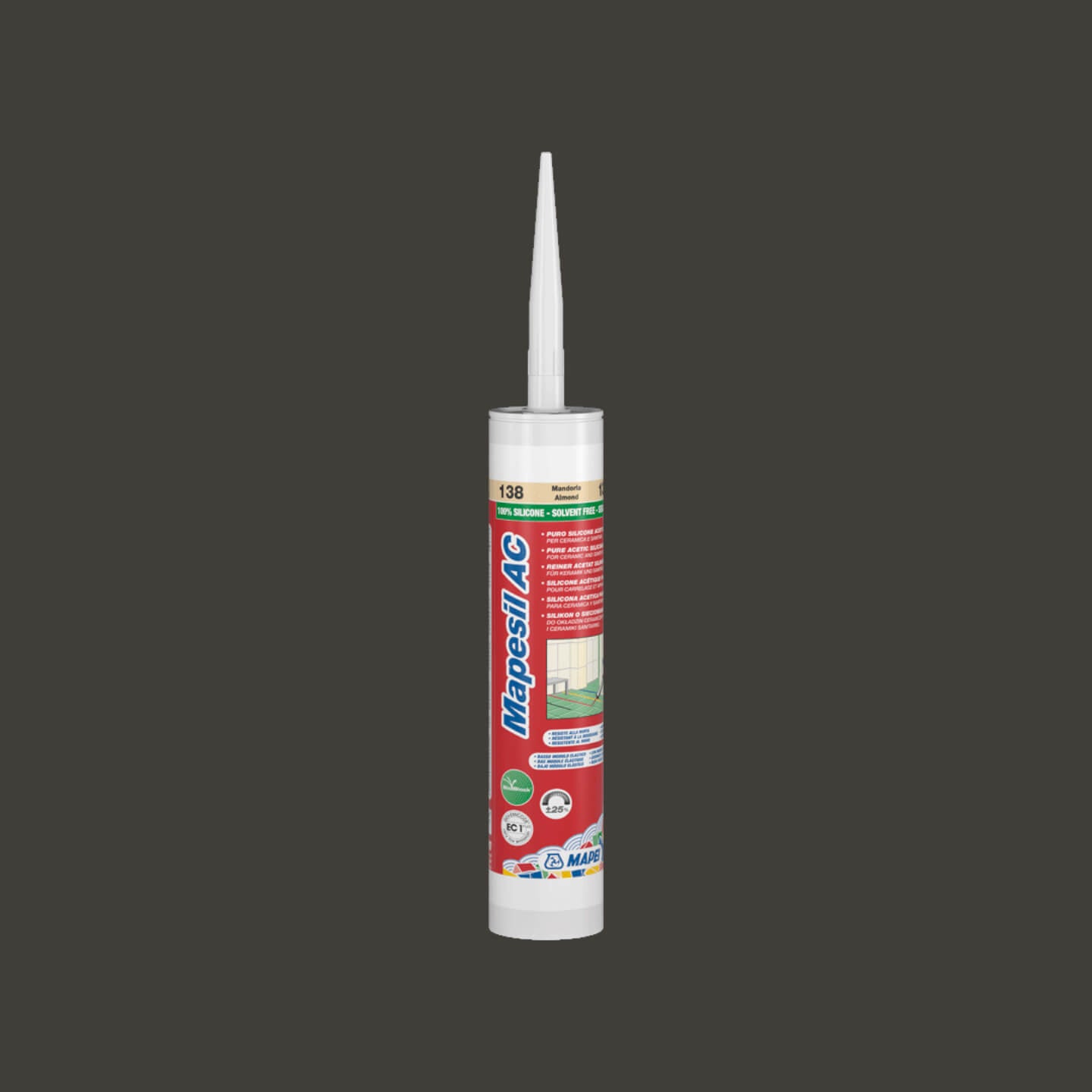 Mapei Silicone AC 120 Sealant - 310ml Black - High-Performance Adhesive for Kitchen, Bathroom & Window Repair